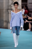 Off White runway collection off the shoulder shirt