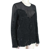 Stella McCartney tunic style top in sheer silk chiffon with intricate rose embroidery detailing to the front and front of sleeves