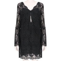 An intricate long-sleeve lace tunic dress in black by Emilio Pucci