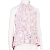 Alaia white laser-cut blouse with pink under layer