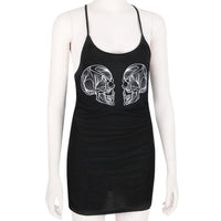 A black soft lyocell tank by Thomas Wylde with skull print to the front