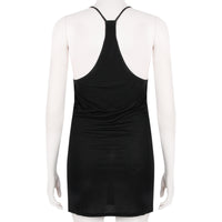 A black soft lyocell tank by Thomas Wylde with skull print to the front