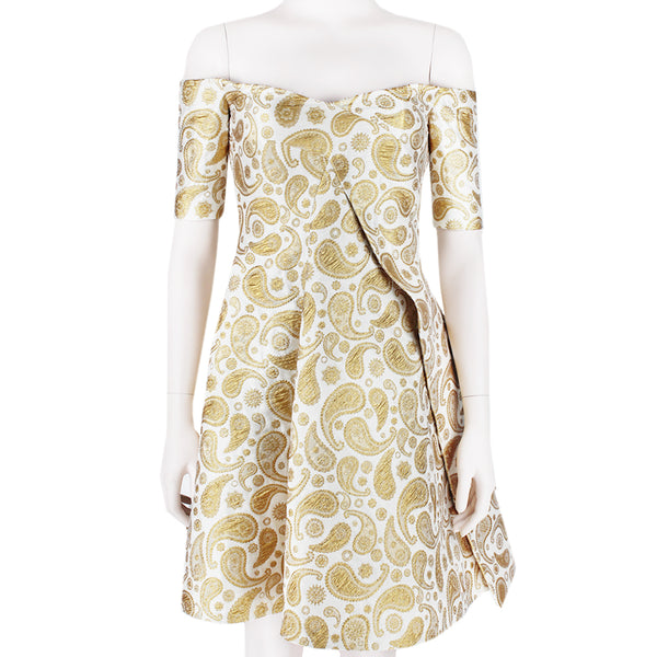 Stella McCartney exquisite gold and ivory off the shoulder dress