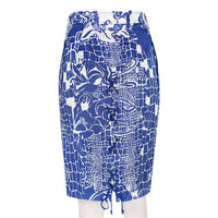Emilio Pucci luxurious botanical pattern skirt in royal blue and white