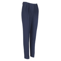 Alexander Terekhov tailored-fit tapered leg trousers in a navy blue crepe fabric