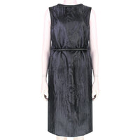 Christopher Kane moire jacquard dress with leather trim detailing