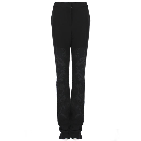 Stella McCartney black embossed wide leg trousers