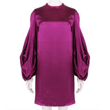 Alexander McQueen luxurious silk satin tunic dress in a rich byzantium purple