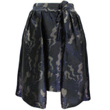 Dries Van Noten swirling jacquard patterned skirt with cape detailing