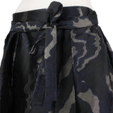 Dries Van Noten swirling jacquard patterned skirt with cape detailing