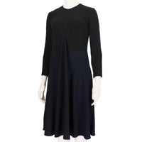 Stella McCartney flared draped dress in black and midnight blue crepe