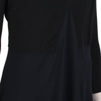 Stella McCartney flared draped dress in black and midnight blue crepe