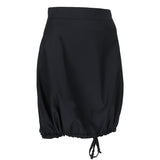 J W Anderson black cotton-blend skirt in an A-line cut with drawstring gathering to hemline