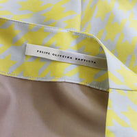 Felipe Oliveira Baptista silk yellow grey houndstooth skirt