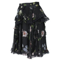 Alexander McQueen layered silk chiffon skirt in a floral pattern