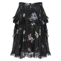 Alexander McQueen layered silk chiffon skirt in a floral pattern