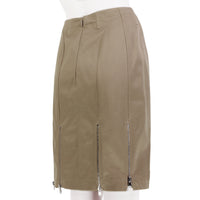 Alaia khaki cotton gabardine pencil skirt silver tone zips