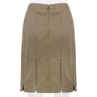 Alaia khaki cotton gabardine pencil skirt silver tone zips