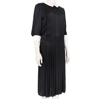 DUYAN Milano black silk pleated tea dress