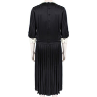 DUYAN Milano black silk pleated tea dress