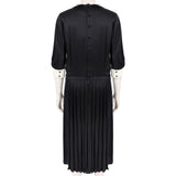 DUYAN Milano black silk pleated tea dress