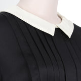 DUYAN Milano black silk pleated tea dress