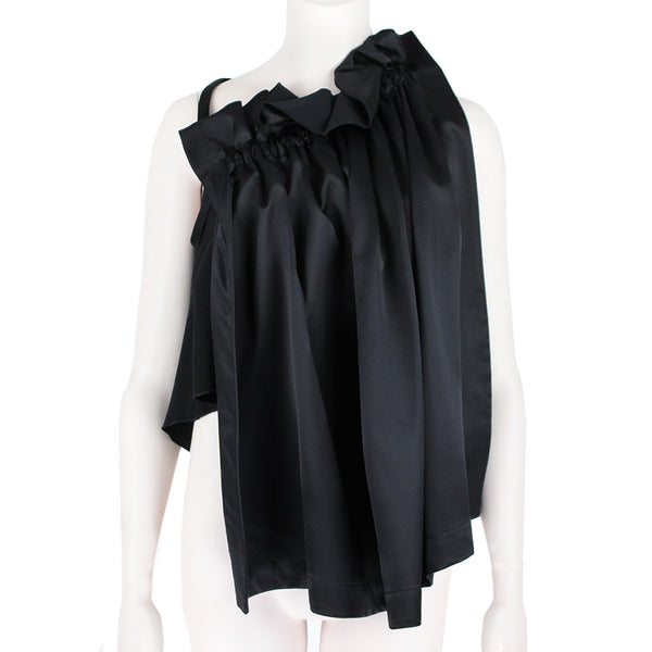Ellery luxurious black satin top with ruffle detailing