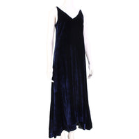 Ellery midnight dark blue velvet fluted maxi dress  chuck berry v neck dress