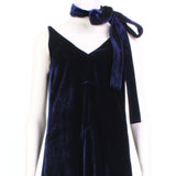 Ellery midnight dark blue velvet fluted maxi dress  chuck berry v neck dress
