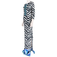 Emilio Pucci luxurious full length dresss in a zebra and signature Emilio Pucci pattern