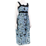 Erdem black blue jacquard Fernandez dress floral strappy