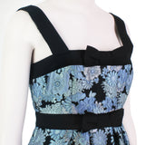 Erdem black blue jacquard Fernandez dress floral strappy