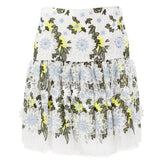 Erdem exquisite skirt in a fine silk organza Intricate embroidery detailing and 3D flower applique