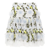 Erdem exquisite skirt in a fine silk organza Intricate embroidery detailing and 3D flower applique