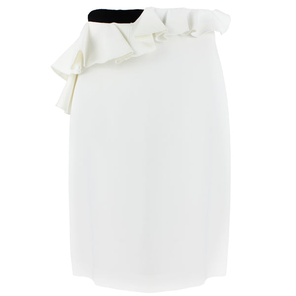 Giambattista Valli white crepe skirt with layered detailing to waistband