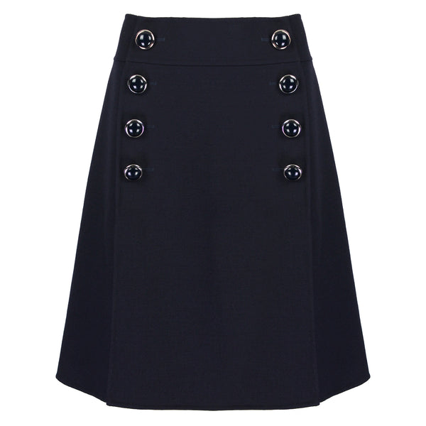 Michael Kors Runway Collection knee-length military buttoned skirt in midnight navy blue