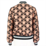 Mother of Pearl floral patterned bomber jacket in bronze pink and black
