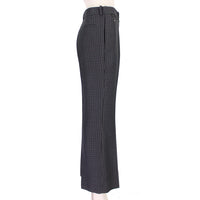 Nina Ricci black grey and claret houndstooth pattern trousers in a wool tweed fabric