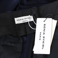 Sonia Rykiel runway collection wide leg trousers in a dark blue satin