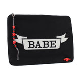 Venessa Arizaga babe clutch pouch iPad case with strawberry charms lining