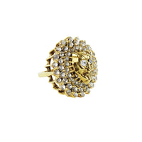 Tom Binns gold plated cocktail ring with devil and crystal detailing