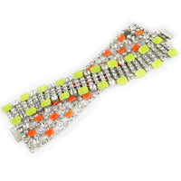 Tom Binns silver neon yellow orange statement bracelet jewellery