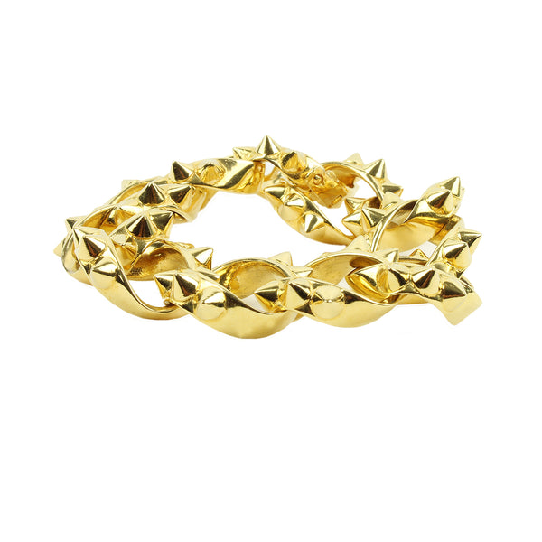 Tom Binns gold chunky chain bracelet with spike detailing