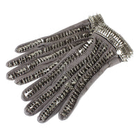 Philippe Audibert putty grey suede gloves with silver studding detail georges morand