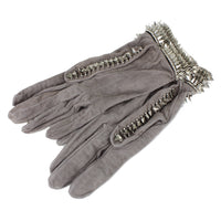 Philippe Audibert putty grey suede gloves with silver studding detail georges morand