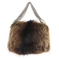 Thomas Wylde crocodile effect leather in brown with coyote fur covering shoulder bag