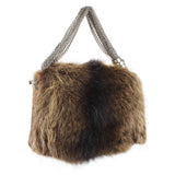 Thomas Wylde crocodile effect leather in brown with coyote fur covering shoulder bag