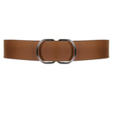 Ter et Bantine grained dark tan brown leather waist belt with double D-Ring fastening