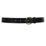 Elie Saab black leather gold buckle fold over waist belt
