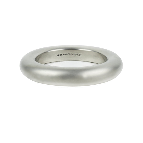 Alexander McQueen solid bracelet cuff bangle in a silver brushed metal